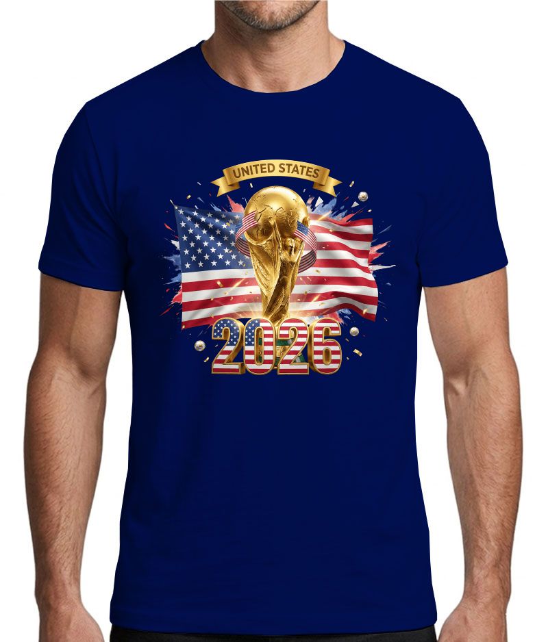 USA 2026 Soccer Trophy T-Shirt – American Flag World Tournament Fan Tee