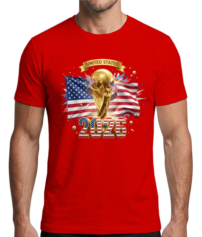 USA 2026 Soccer Trophy T-Shirt – American Flag World Tournament Fan Tee