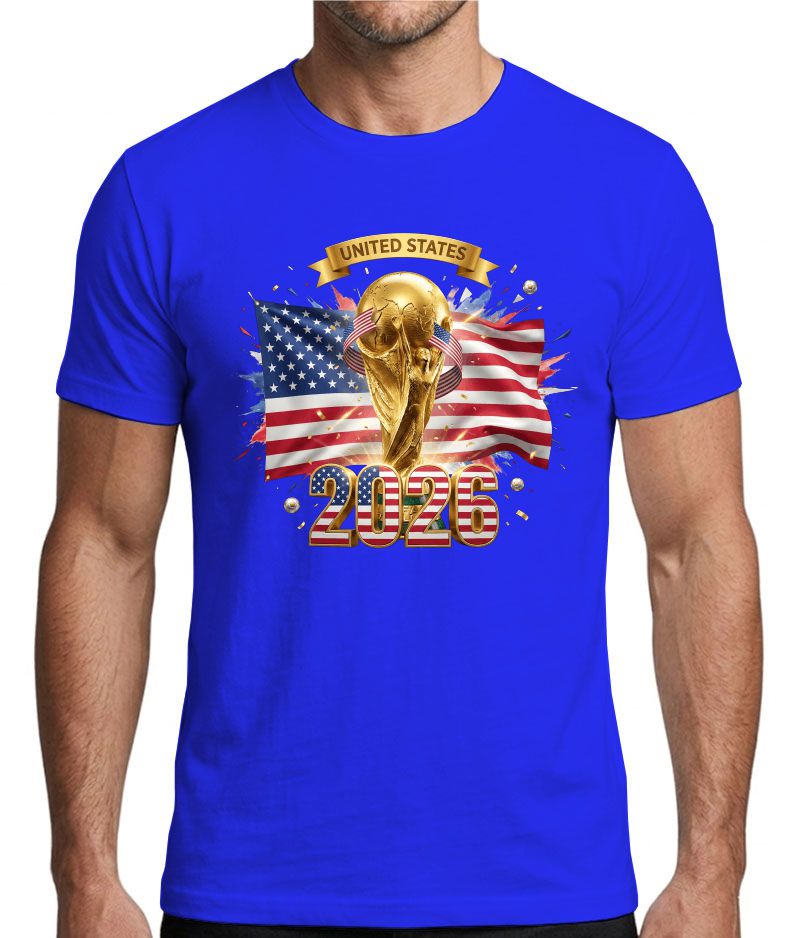 USA 2026 Soccer Trophy T-Shirt – American Flag World Tournament Fan Tee