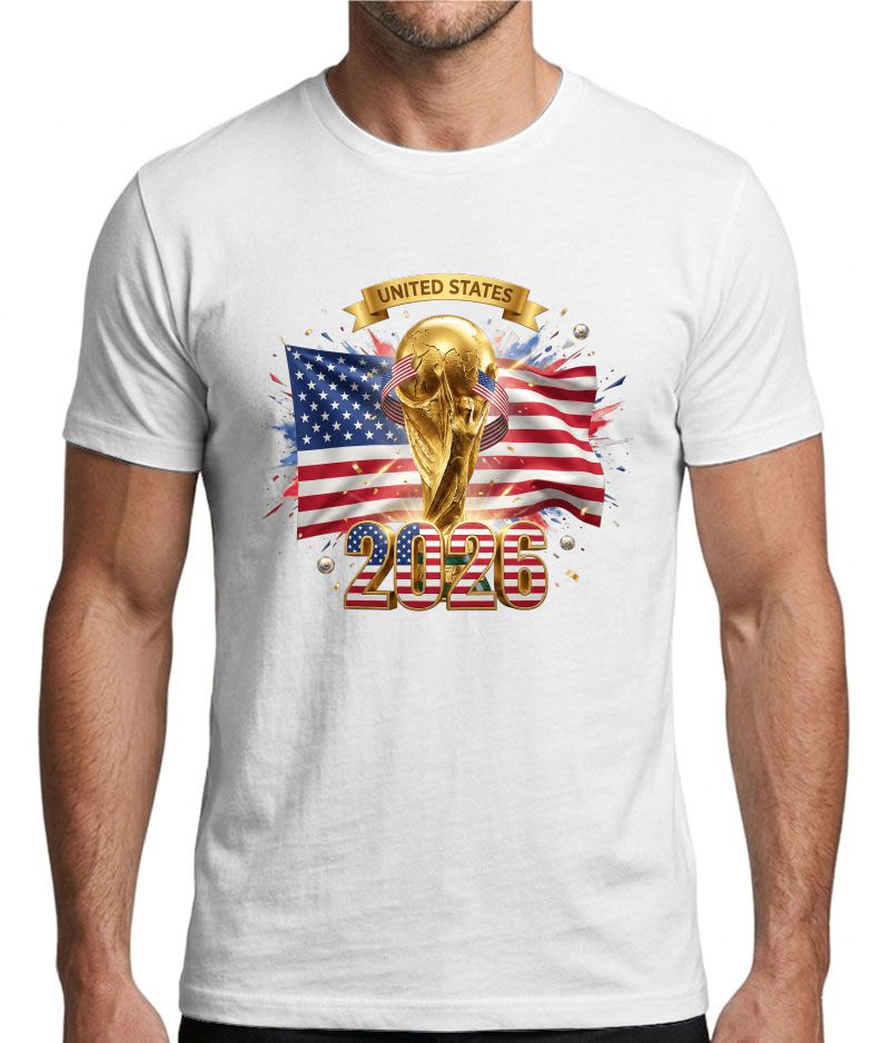 USA 2026 Soccer Trophy T-Shirt – American Flag World Tournament Fan Tee