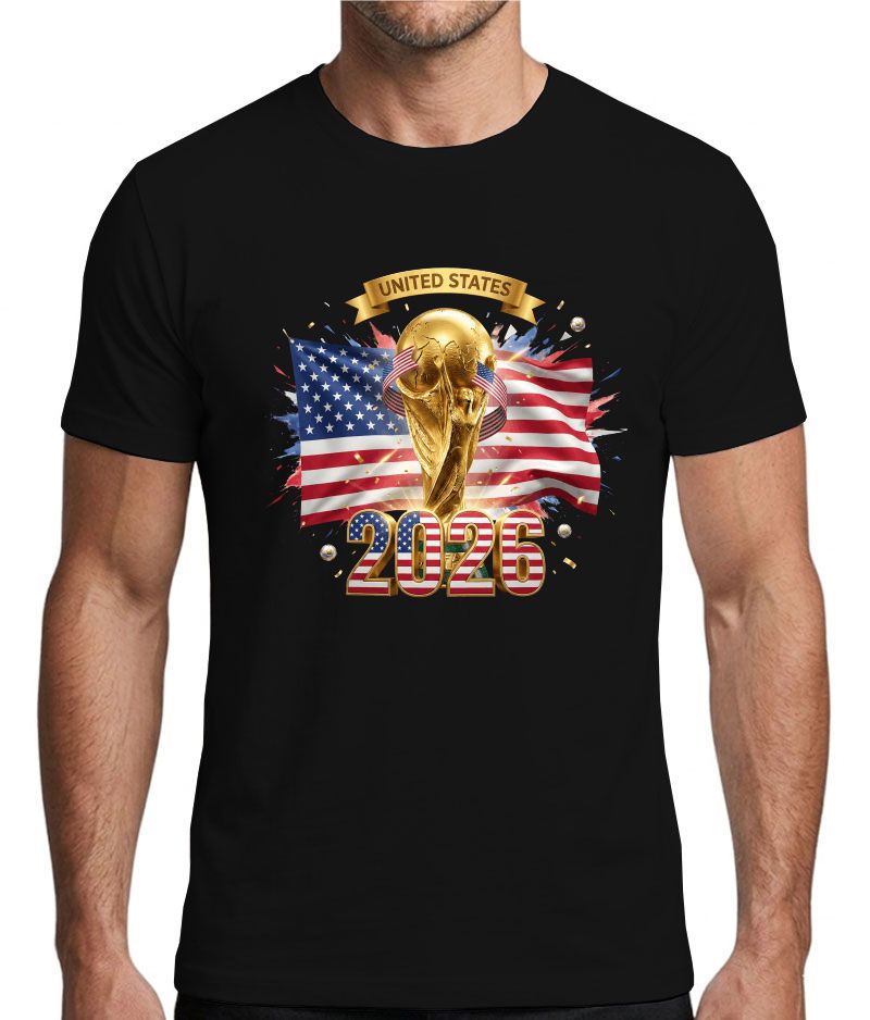 USA 2026 Soccer Trophy T-Shirt – American Flag World Tournament Fan Tee